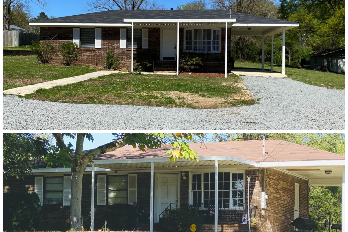 Exterior before/after