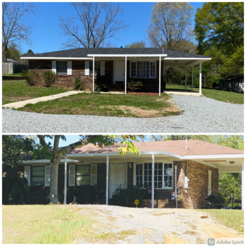Exterior before/after