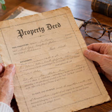 Family looking over a parent's property deed to see if the house goes through probate in Alabama.